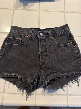 Levi High-Waist Black Denim Cutoff Shorts